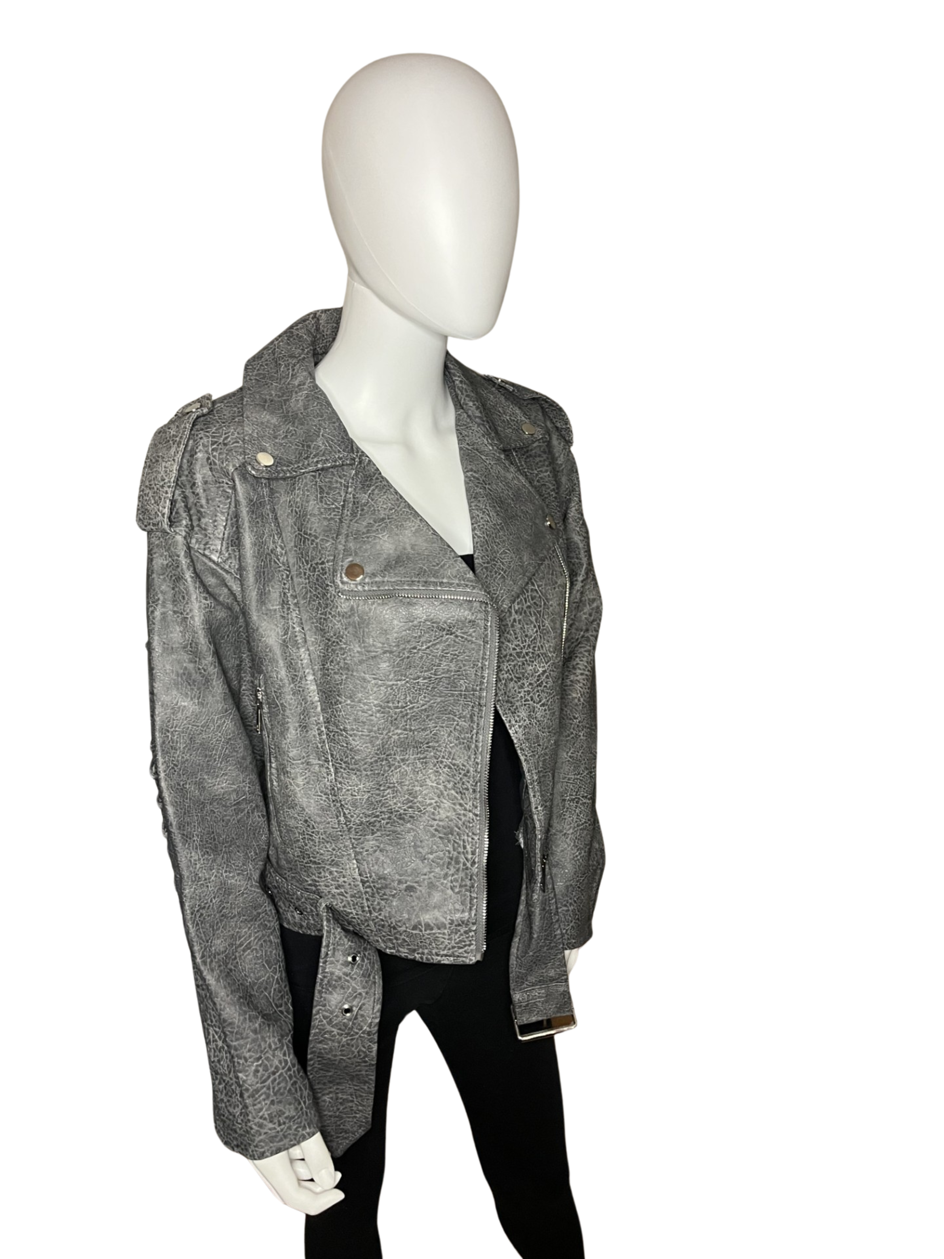 Giacca di pelle grigia
