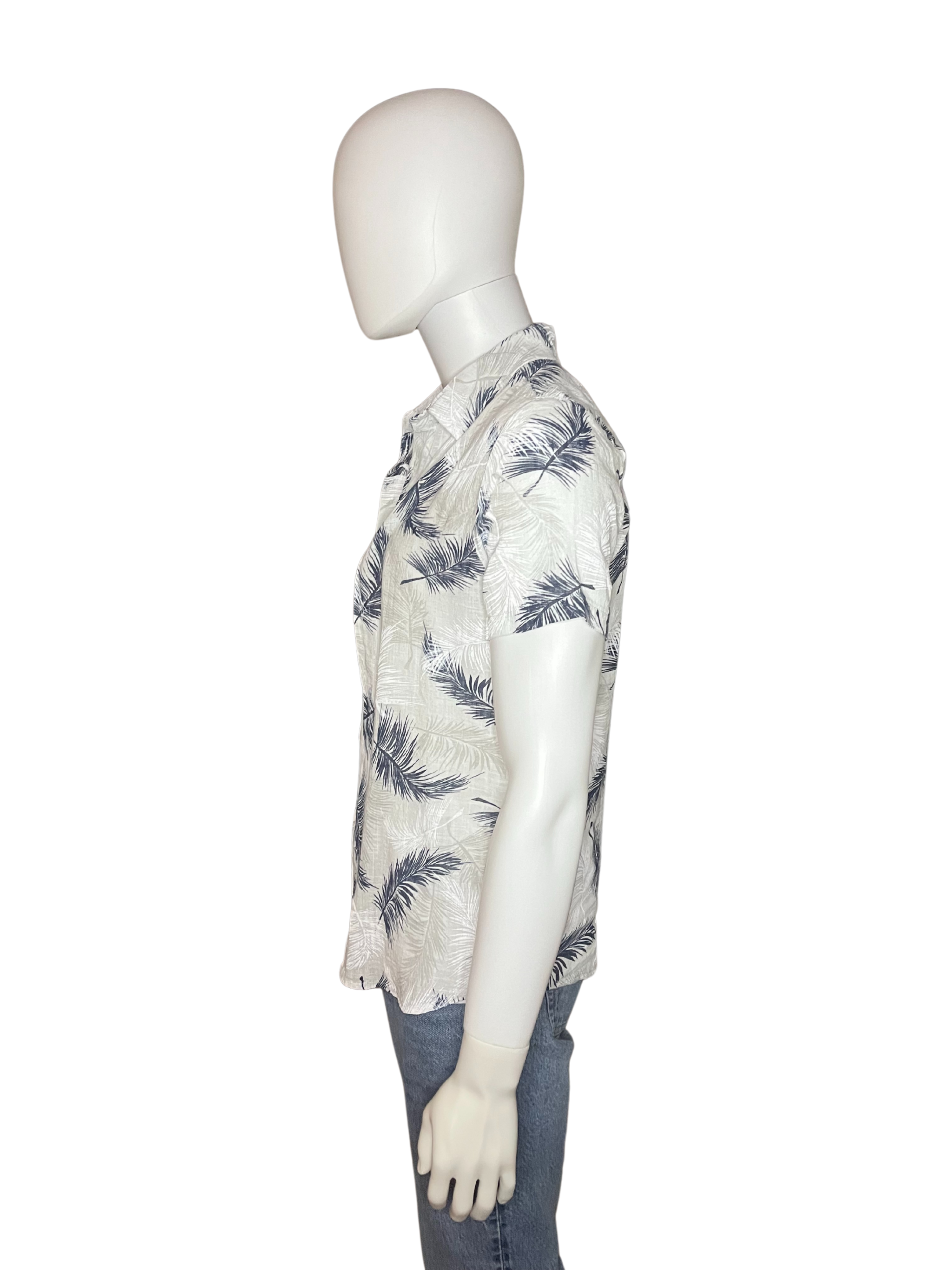 Camicia di lino a maniche corte con fiori