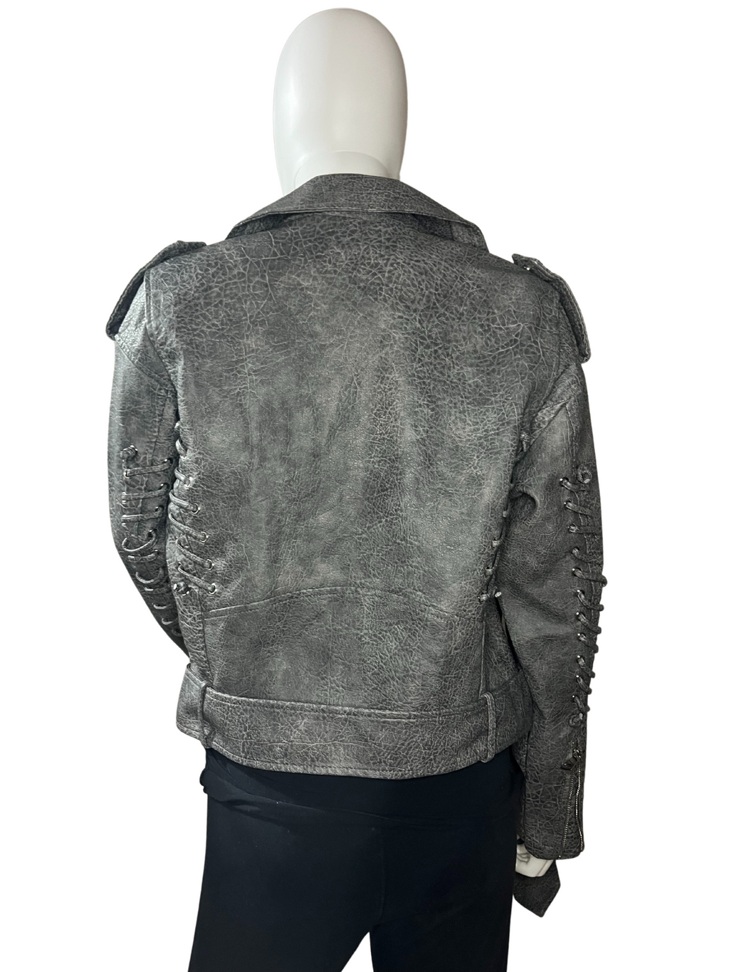 Giacca di pelle grigia