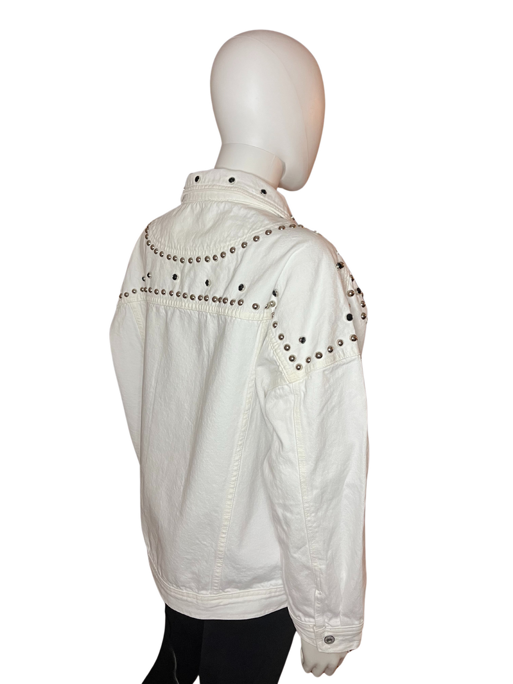 Giacca di jeans bianca borchiata