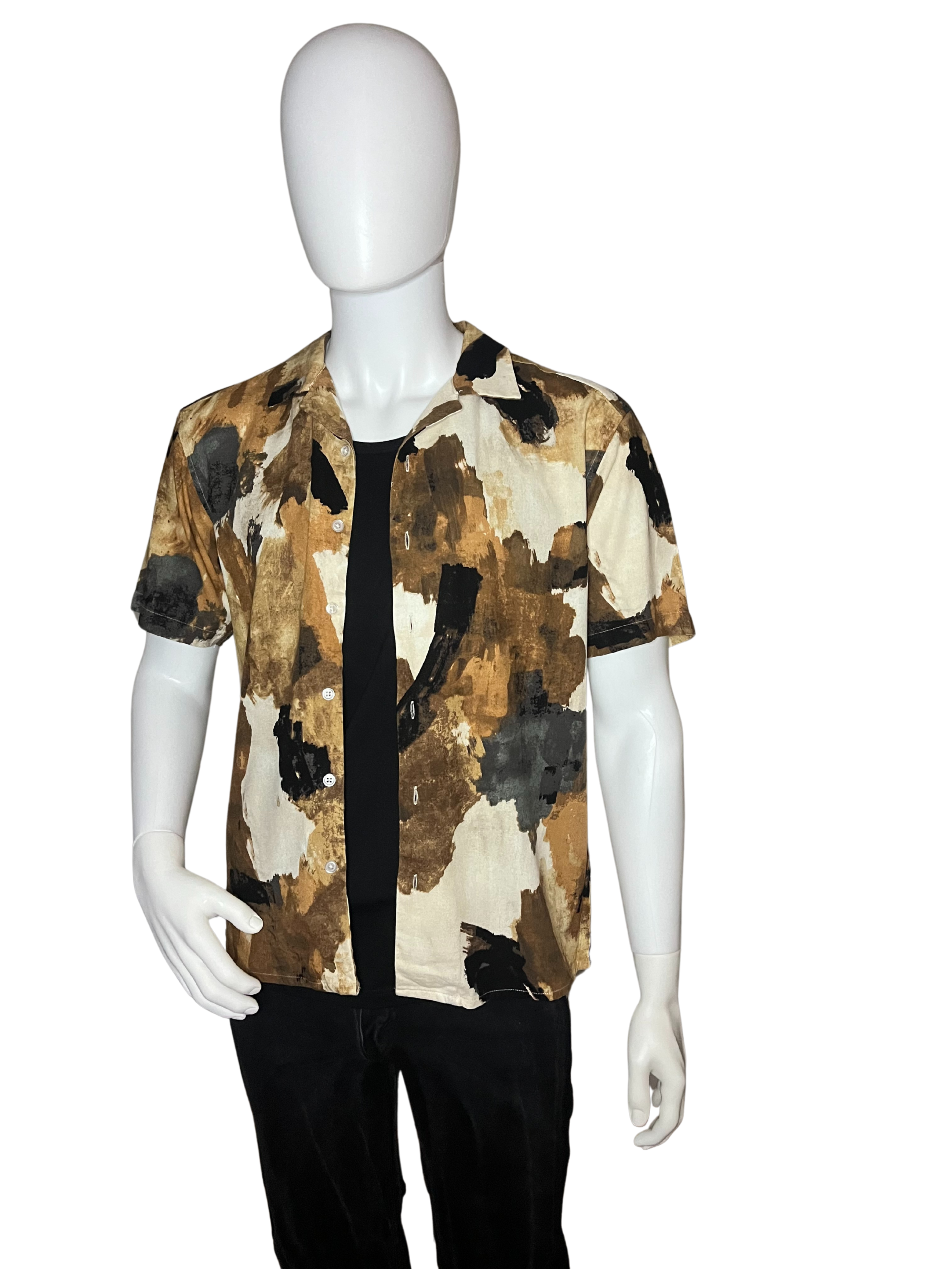 Camicia di lino a maniche corte con dettagli