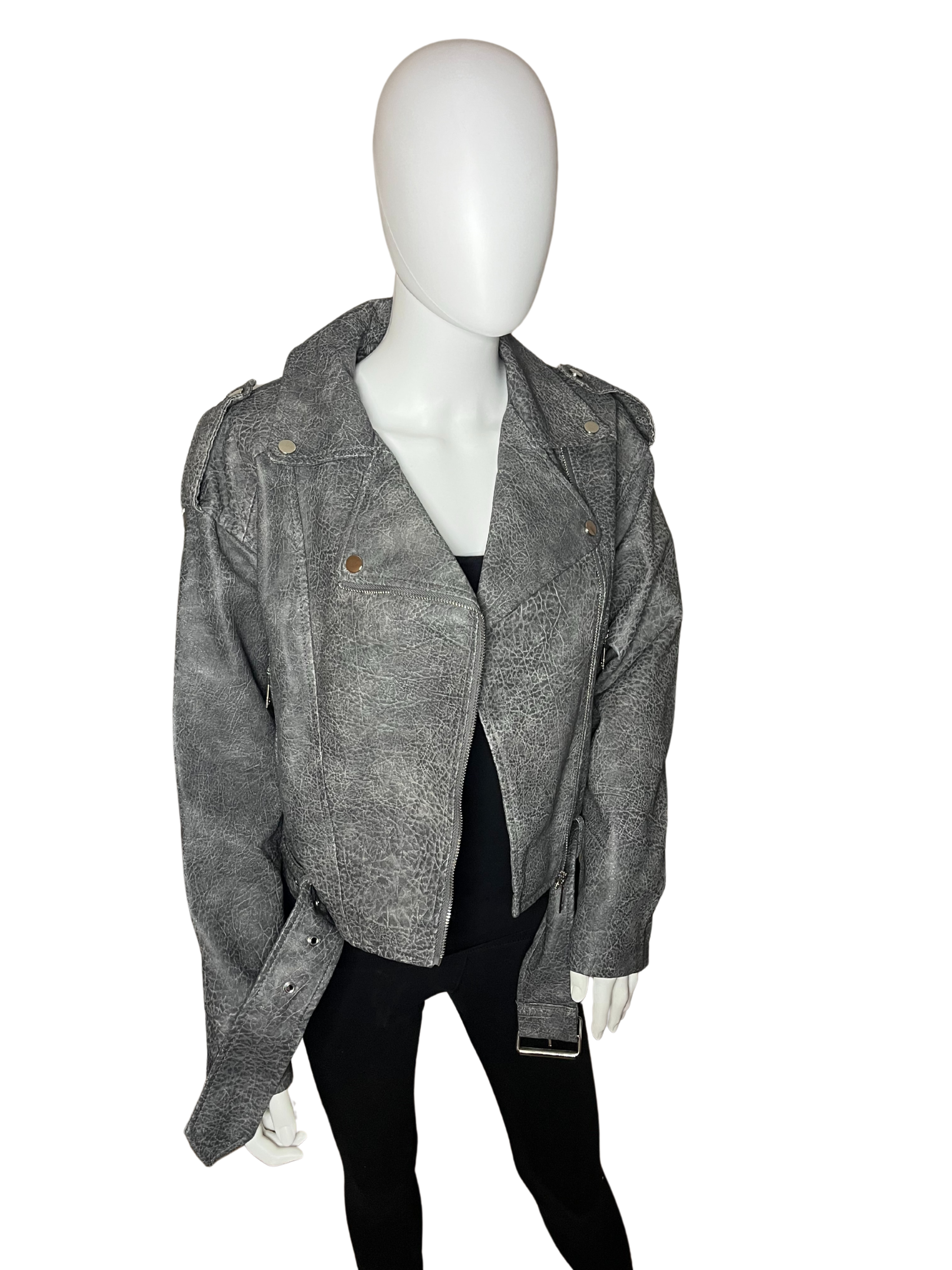 Giacca di pelle grigia