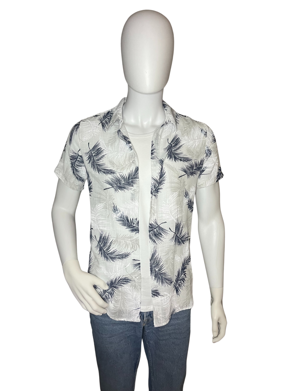 Camicia di lino a maniche corte con fiori