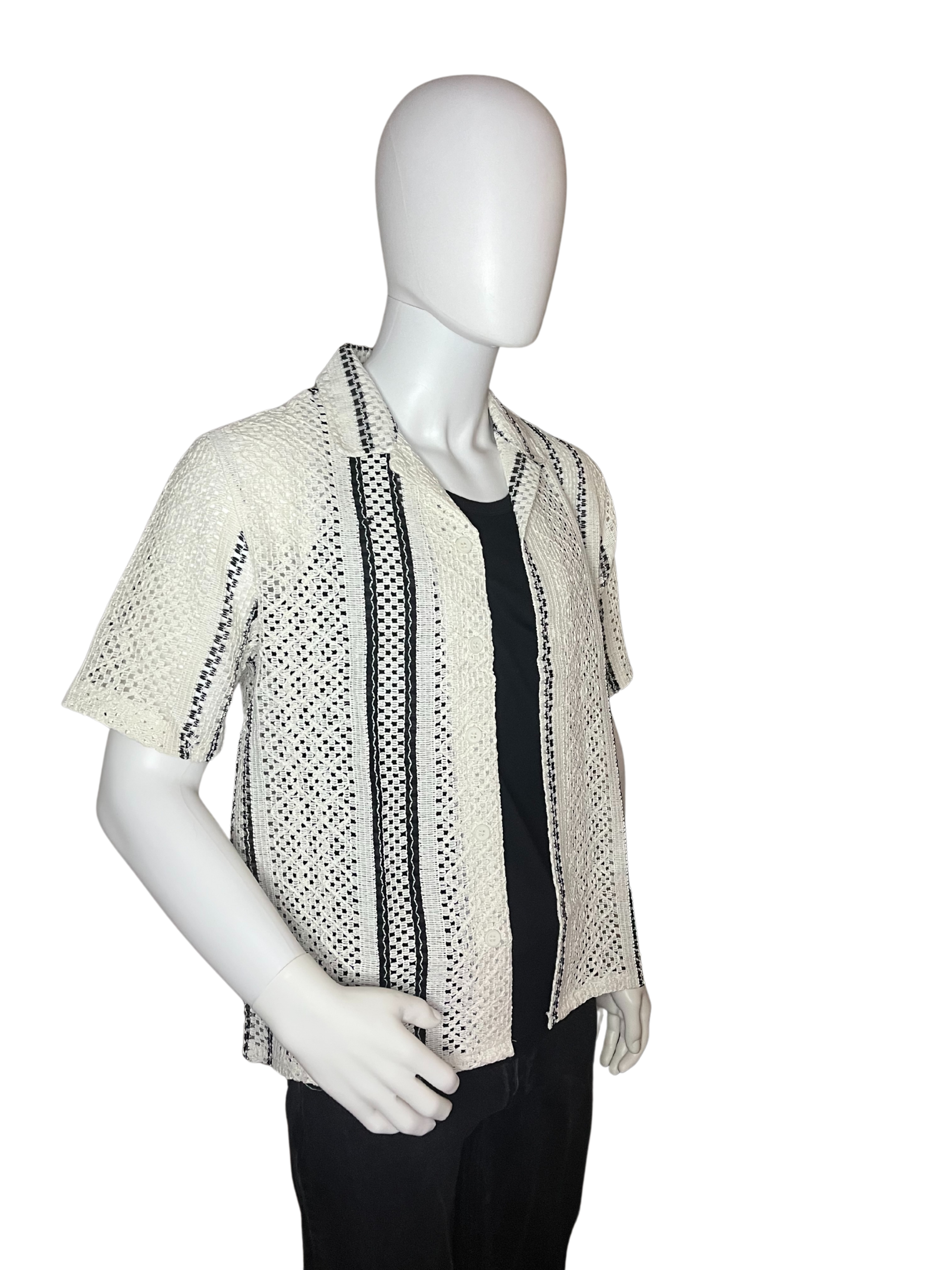 Camicia di cotone maniche corte a rete