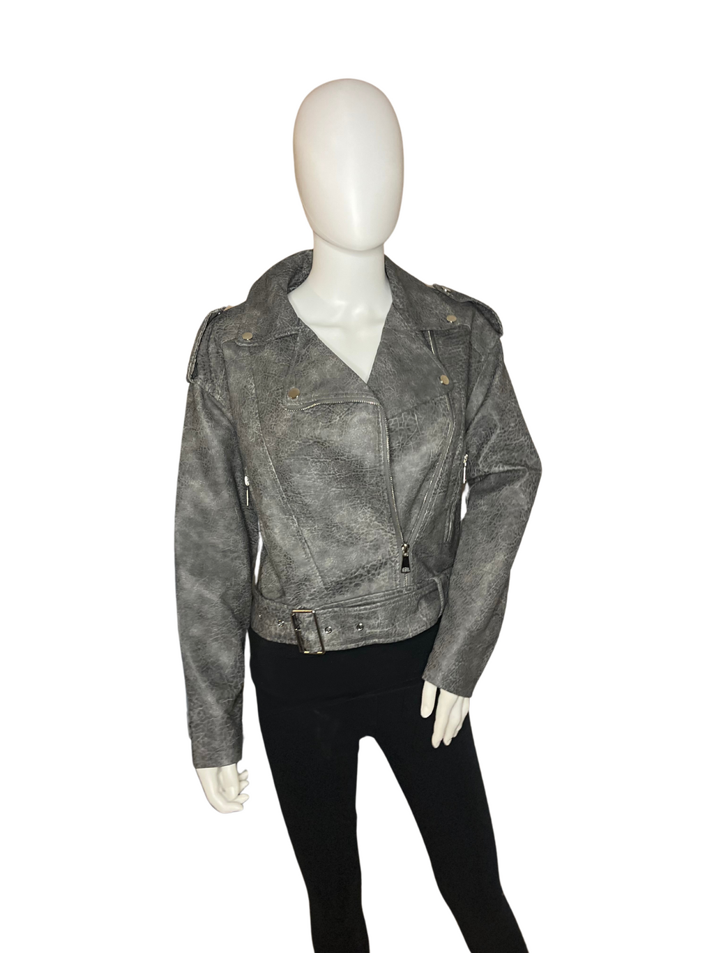Giacca di pelle grigia