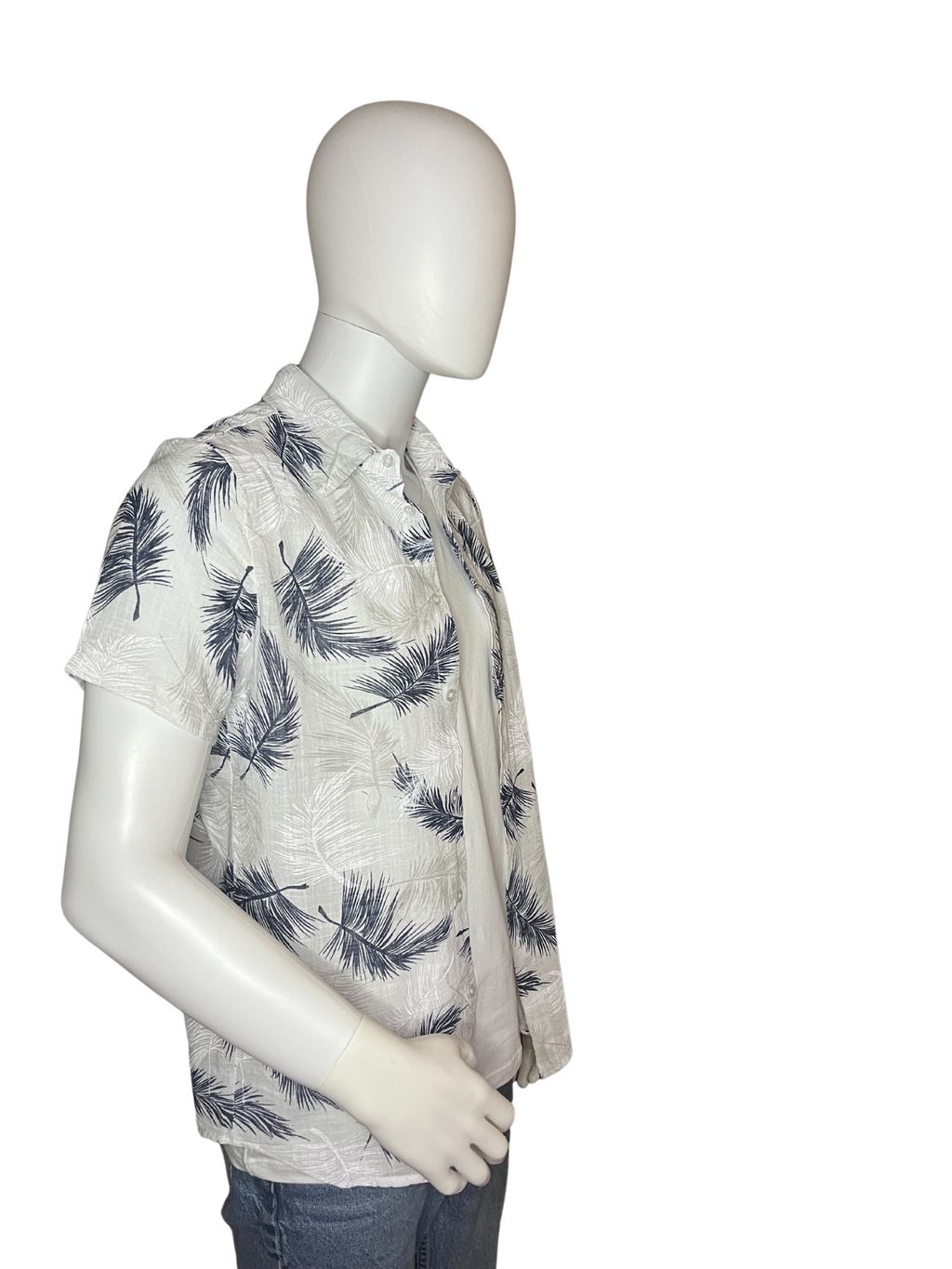 Camicia di lino a maniche corte con fiori