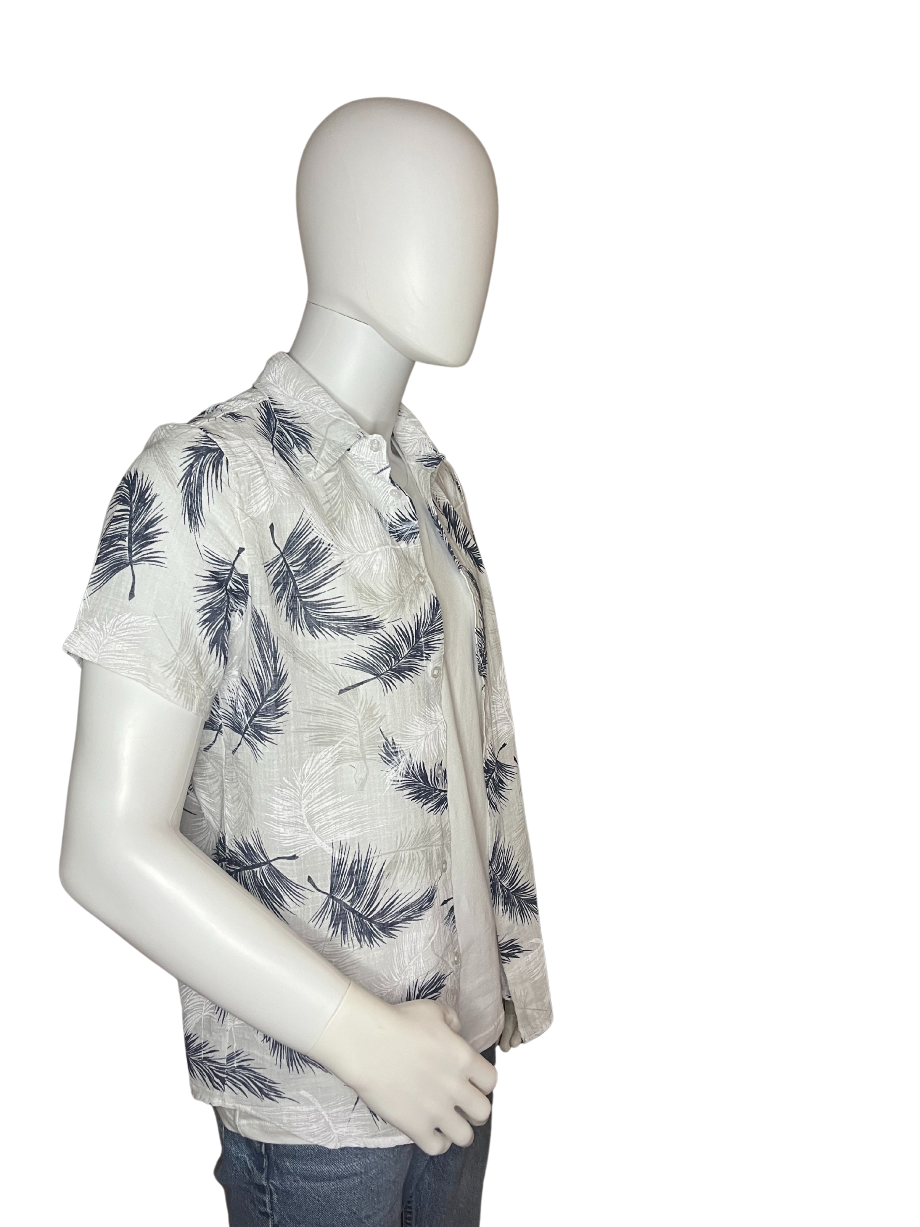 Camicia di lino a maniche corte con fiori