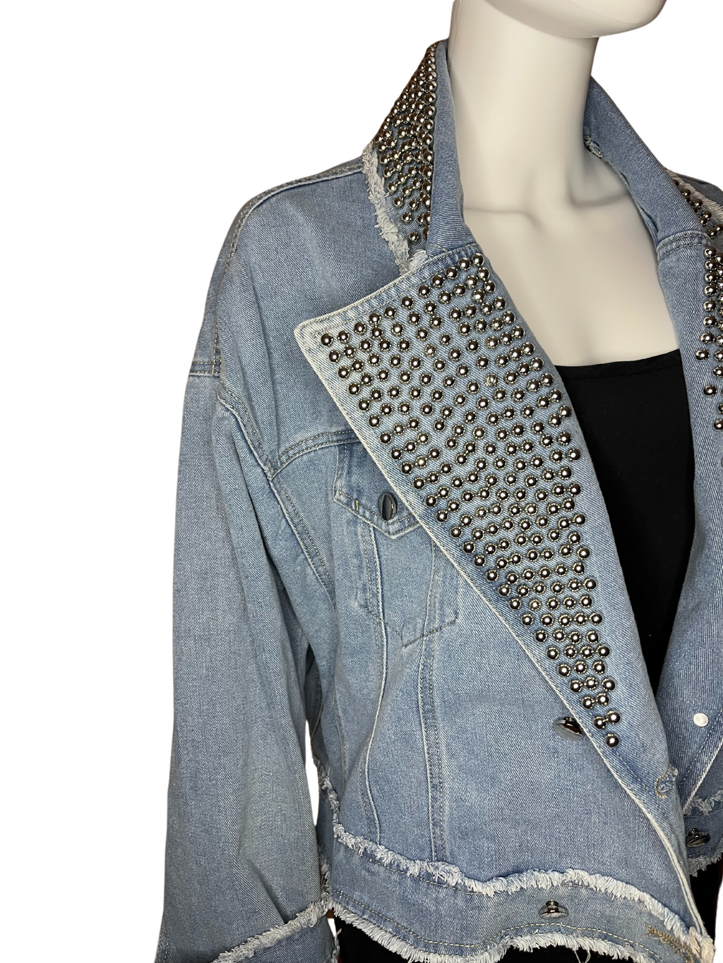 Giacca in jeans over con colletto borchiato