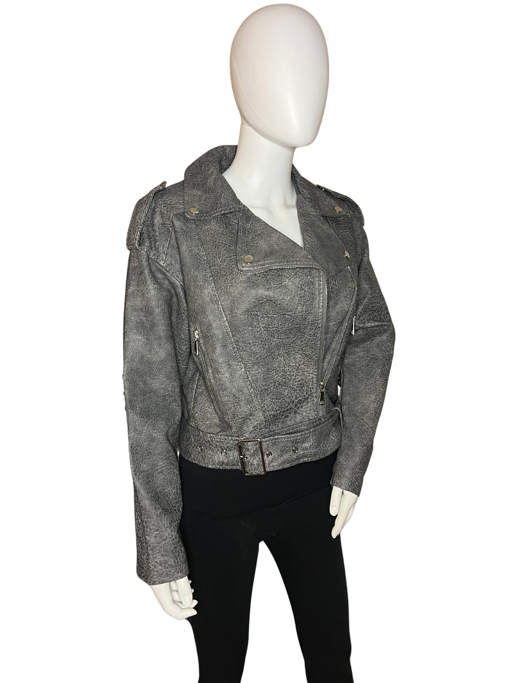 Giacca di pelle grigia