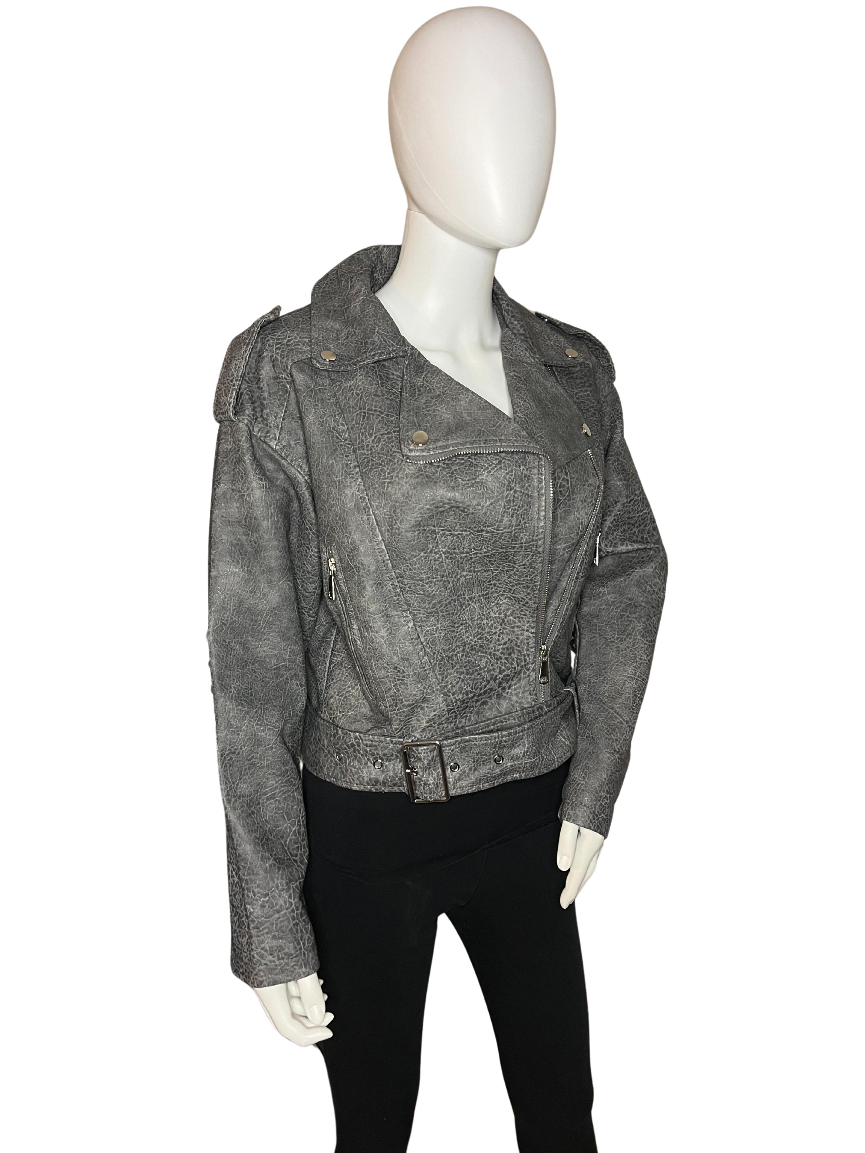 Giacca di pelle grigia