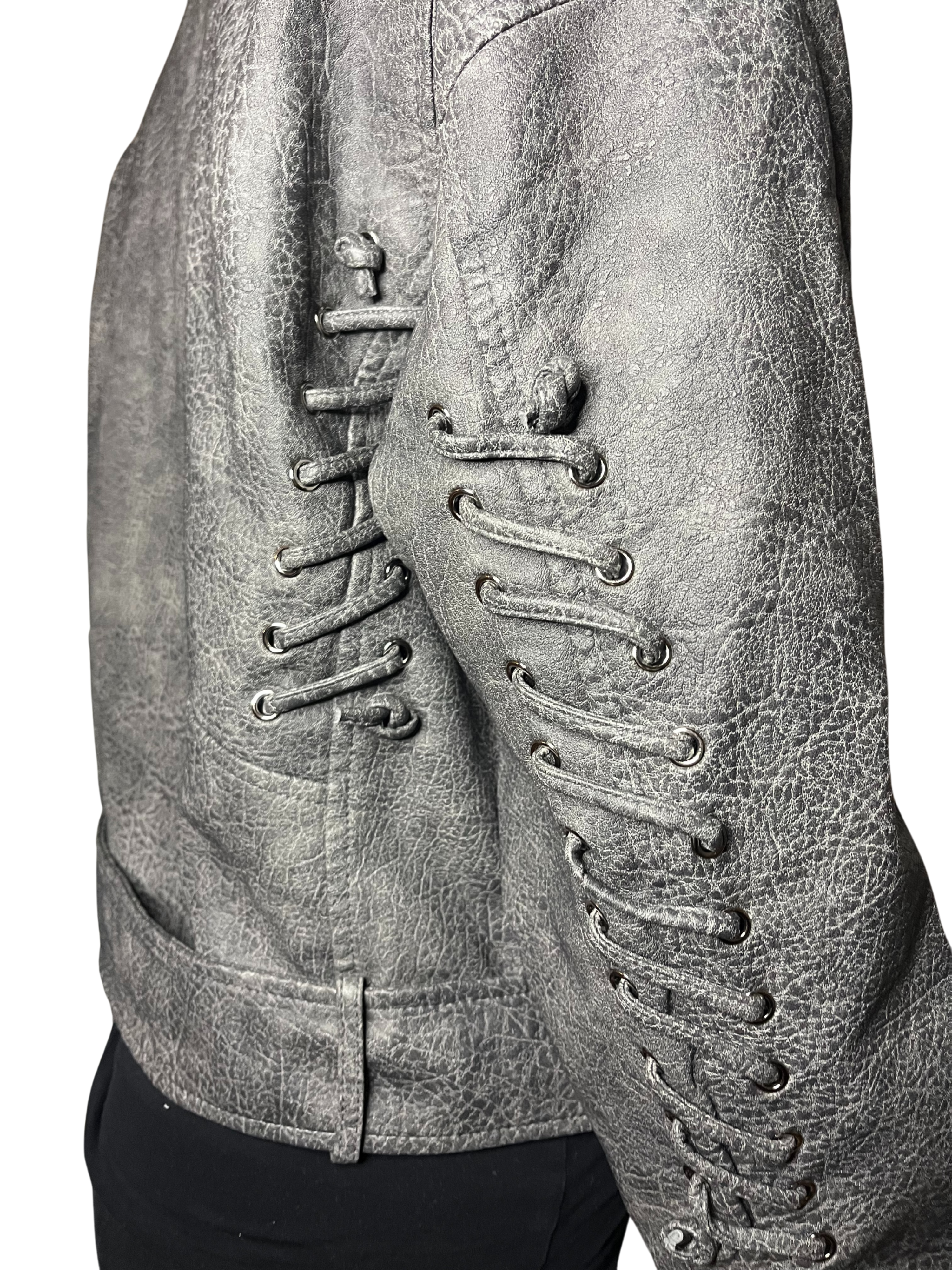 Giacca di pelle grigia