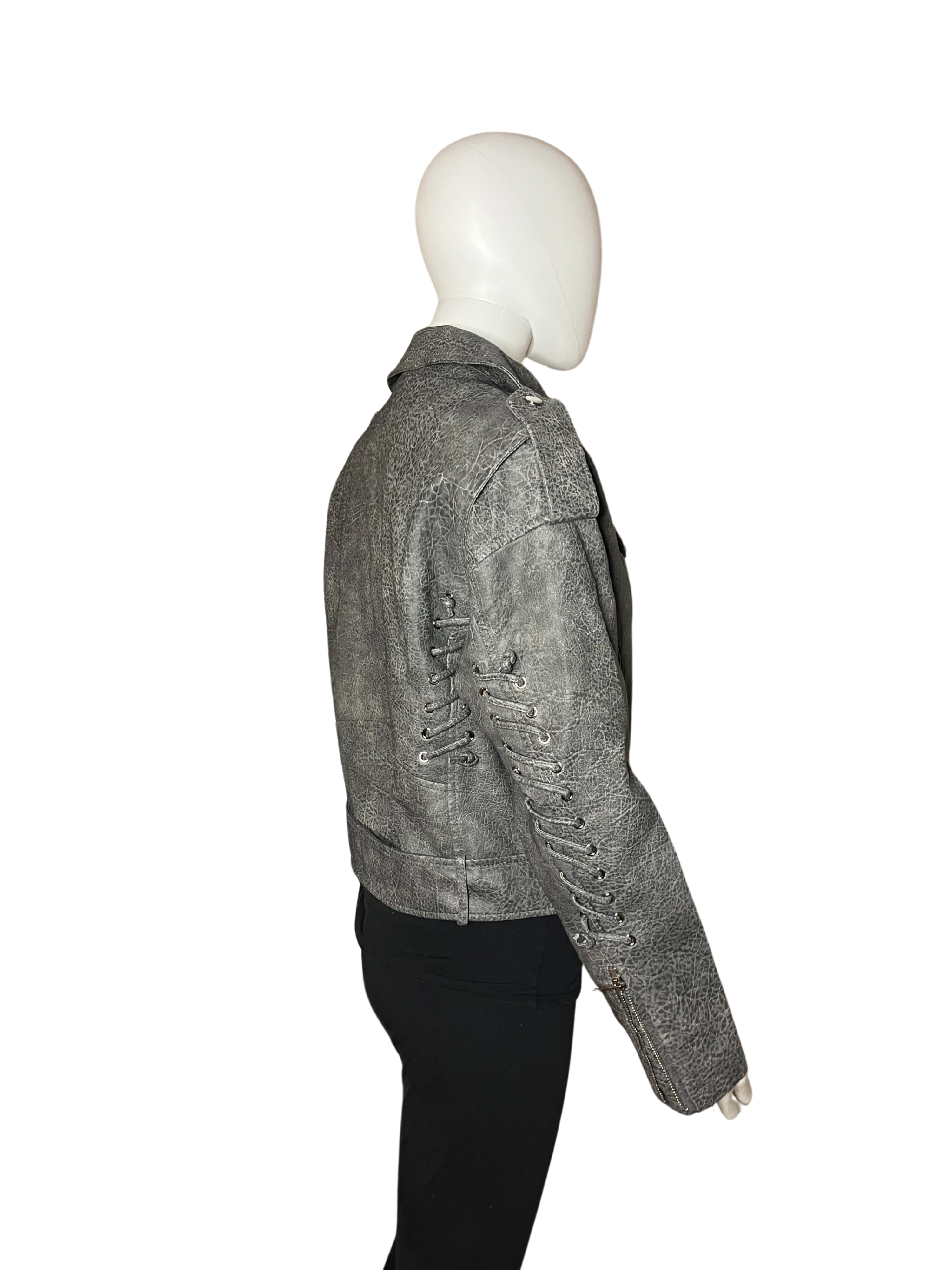 Giacca di pelle grigia